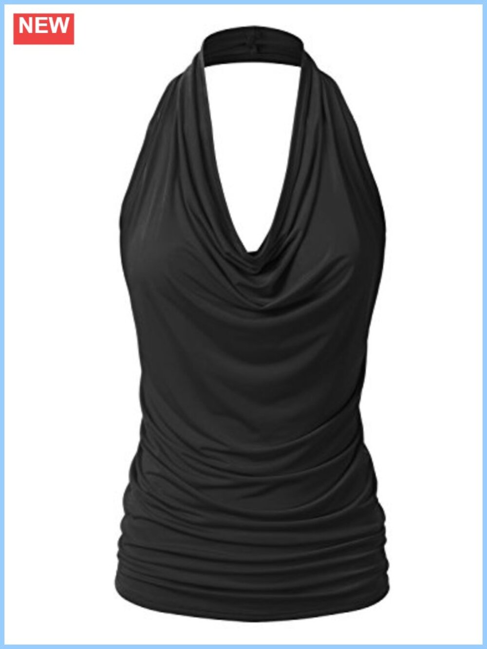 Women's Sleeveless Halter Neck Draped Front Open Back Tank Top